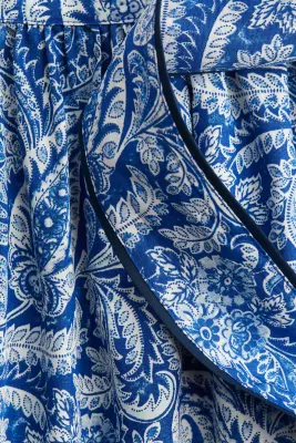 Jupe en popeline avec détail à nouer - Bleu/motif cachemire