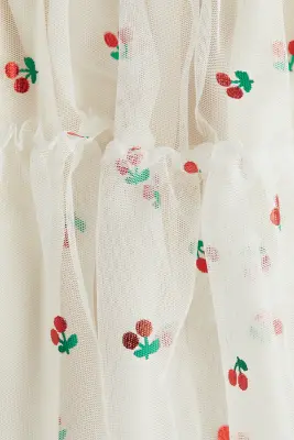 Jupe en tulle - Beige clair/cerises