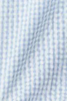 Barboteuse en seersucker de coton - Bleu clair/carreaux
