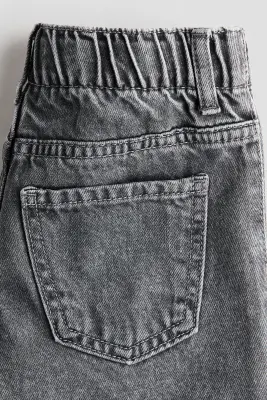 Wide Leg Loose Fit Jeans - Gris denim/fleurs