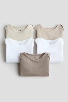 Lot de 5 bodies - Blanc/beige