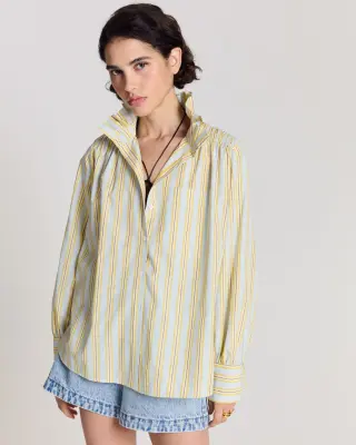 Chemise Leonor rayures bleu et jaune