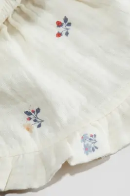Casquette à oreilles en mousseline - Blanc/fleuri