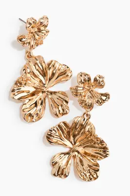 Boucles d'oreilles avec pendentif fleur - Doré