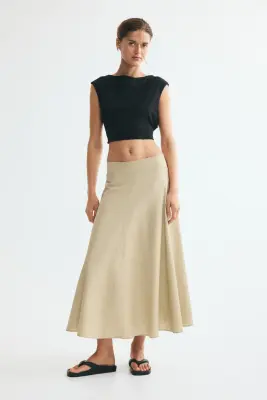 Jupe évasée en coton - Beige