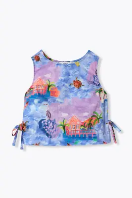 Crop top à nouettes paysage