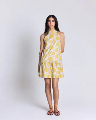 Robe Elisabeth imprimé Liberty tournesols jaune