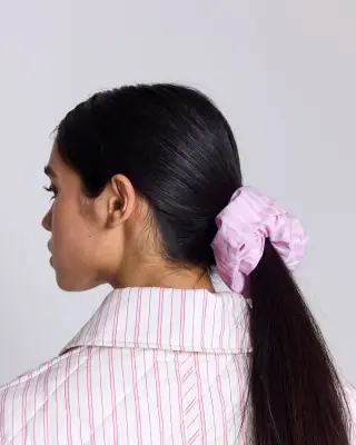 Chouchou Billy XL rayures rose clair et écru