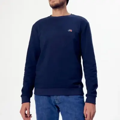Sweat Basile bleu marine vélo brodé