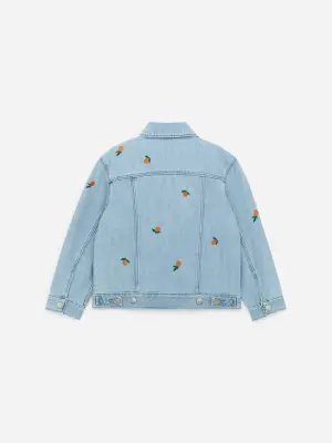 Veste en jean brodée - Bleu/Oranges