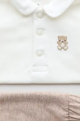Ensemble 2 pièces avec motif brodé - Beige clair/nounours