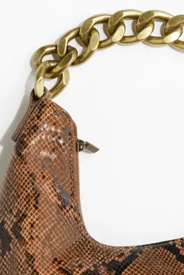 Petit sac bandoulière - Marron/motif peau de serpent