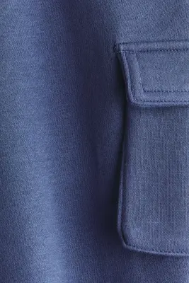 Pantalon jogger cargo à l'intérieur brossé - Bleu ancien
