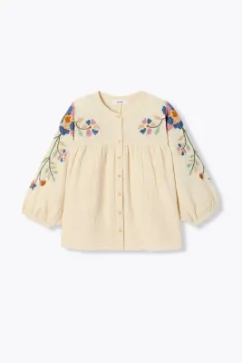 Chemise brodée gaze de coton