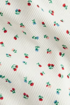 Top imprimé en coton - Blanc/fleuri