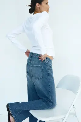 MAMA Wide Low Jeans - Bleu denim