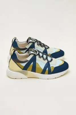 Baskets Astor jaune vert et bleu