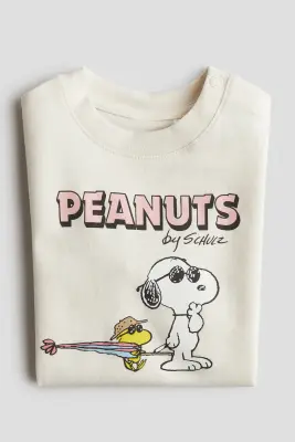 T-shirt avec motifs imprimés - Crème/Snoopy