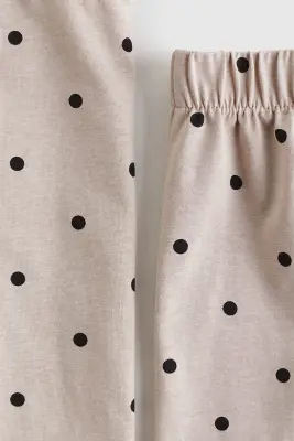 Ensemble imprimé 2 pièces en coton - Taupe/pois