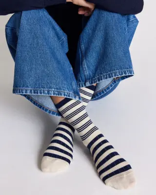 Chaussettes Ella rayures marine et écru