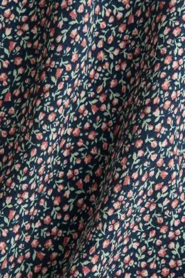 Robe portefeuille en crêpe - Bleu marine/fleuri