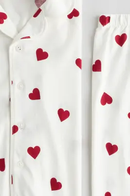Pyjama en jersey à motif - Blanc/cœurs