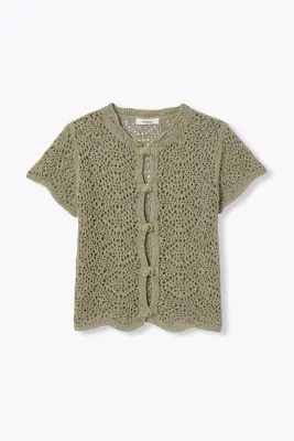 Gilet court en crochet Femme