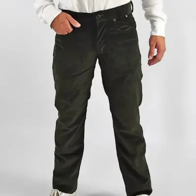 Pantalon Zanzibar vert droit velours côtelé