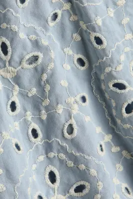 Barboteuse avec broderie anglaise - Bleu clair