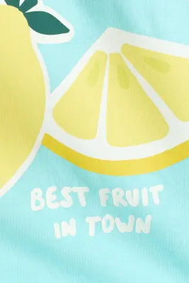 T-shirt en coton avec motif imprimé - Turquoise clair/Summer Holiday