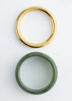 Ensemble de bracelets manchettes - Doré/Vert