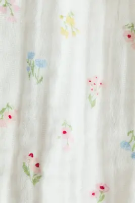 Combinaison volantée en mousseline - Blanc/fleuri