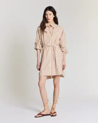 Robe Lior rayures orange, bleu et écru