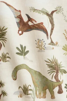 Pyjama imprimé en coton - Beige clair/dinosaures