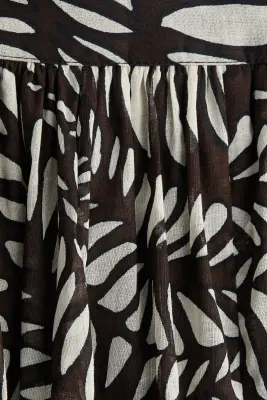 Circular cotton skirt - Marron foncé/motif