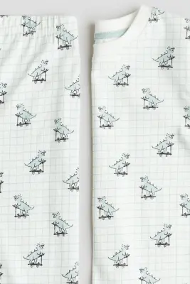 Pyjama en jersey à motif - Blanc/dinosaures