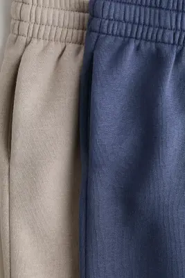Lot de 2 pantalons jogger en molleton - Bleu ancien/beige