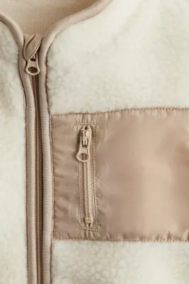 Veste sans manches en tissu Teddy bear - Blanc/beige