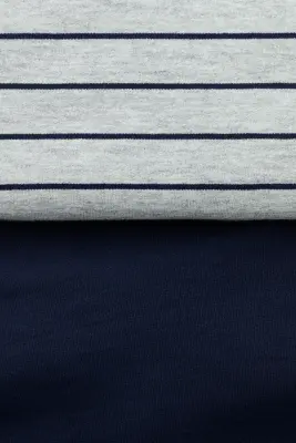Lot de 2 sweats en coton - Bleu marine/rayé