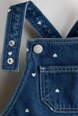 Salopette en denim imprimé - Bleu foncé/cœurs