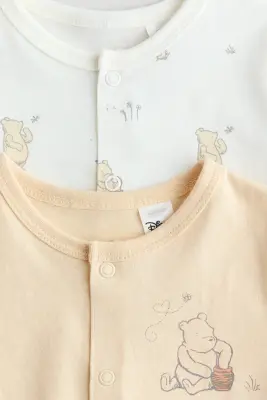 Lot de 2 pyjamas imprimés en coton - Jaune clair/Winnie l'ourson