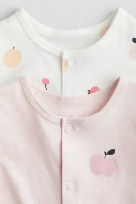 Lot de 2 pyjamas en jersey de coton - Rose clair/fruits