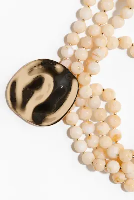 Collier de perles fantaisie avec pendentif - Crème/doré
