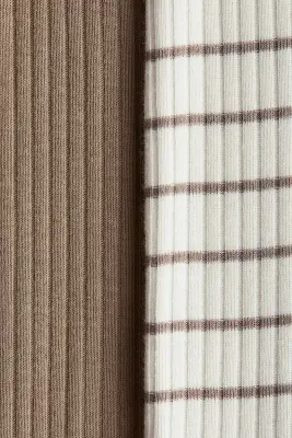 Lot de 2 pyjamas en coton - Beige foncé/rayé