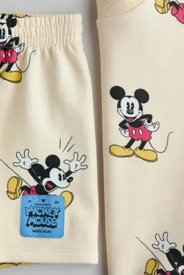 Ensemble 2 pièces sweat et short - Jaune clair/Mickey