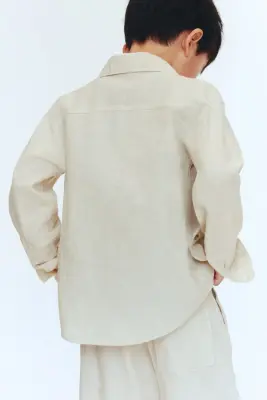 Chemise en lin mélangé - Beige clair