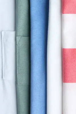 Lot de 3 T-shirts en coton - Bleu/rayures rouges