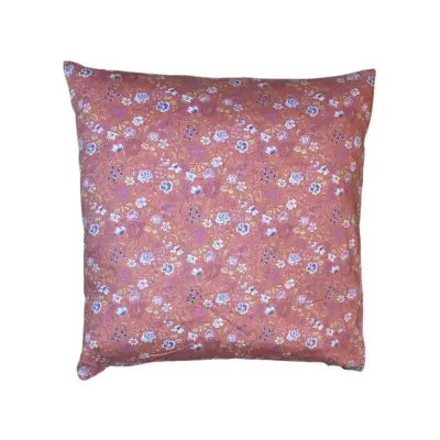 Housse de coussin fleurie rose