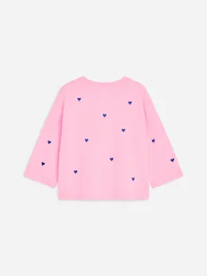 T-shirt décontracté - Rose/Cœurs bleus