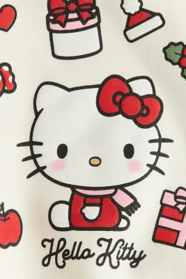 Sweat avec motif imprimé - Crème/Hello Kitty